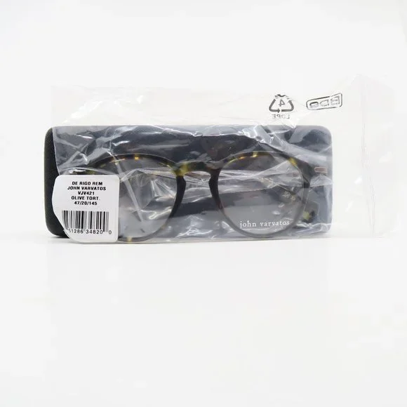 John Varvatos VJV421 47mm Olive Tortoise Oval New Men's Eyeglasses. - Picture 7 of 8